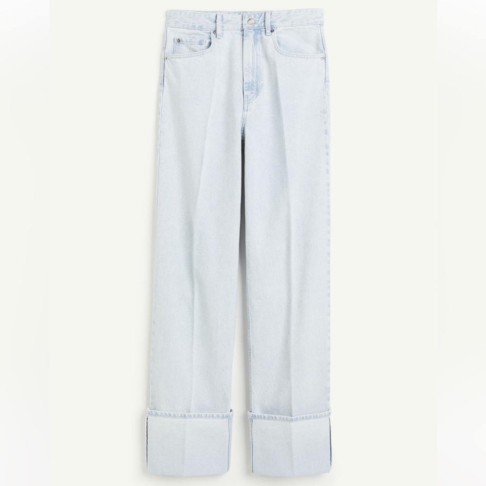 STRAIGHT HIGH FOLD-UP JEANS